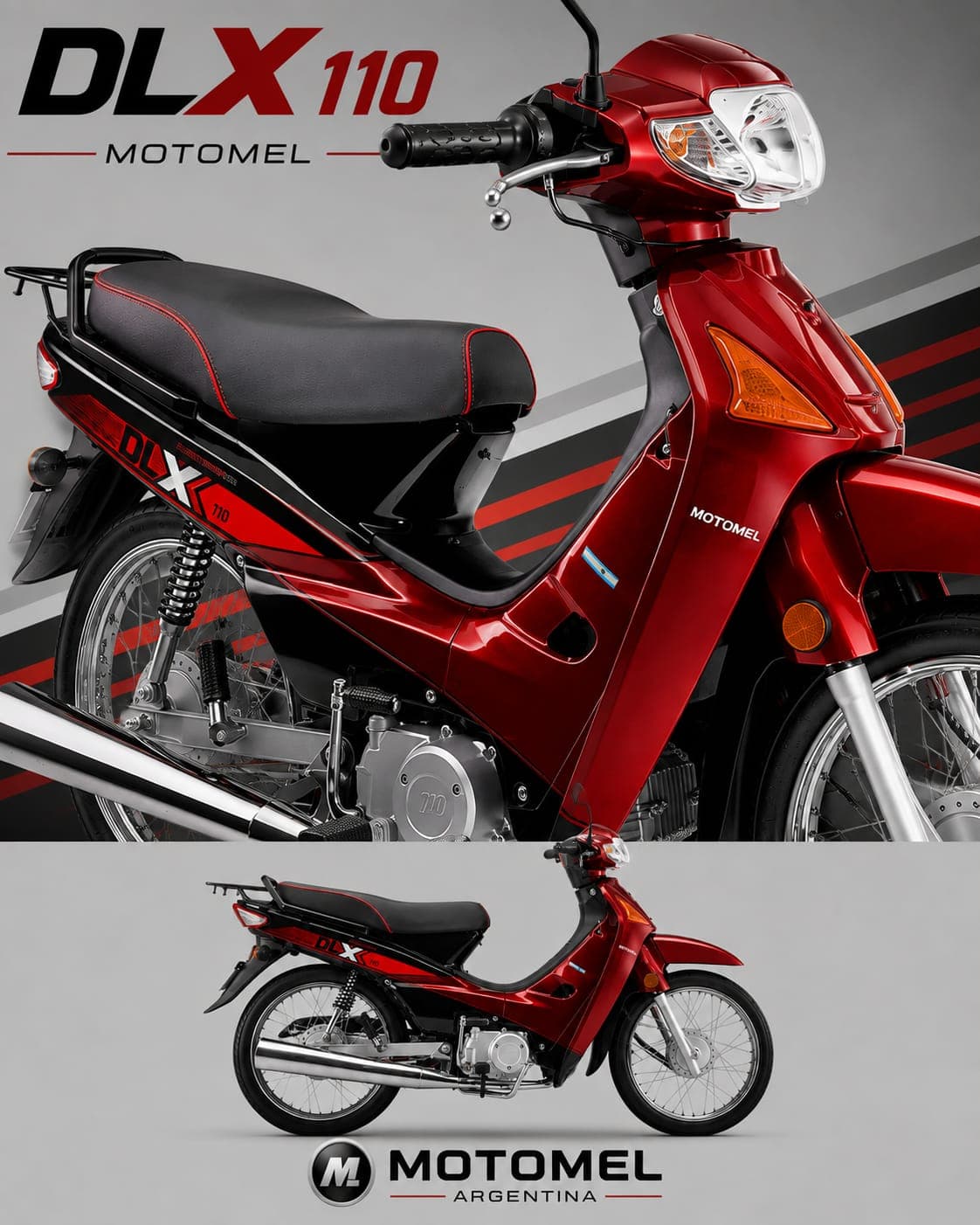 Motomel Dlx Deluxe color Rojo