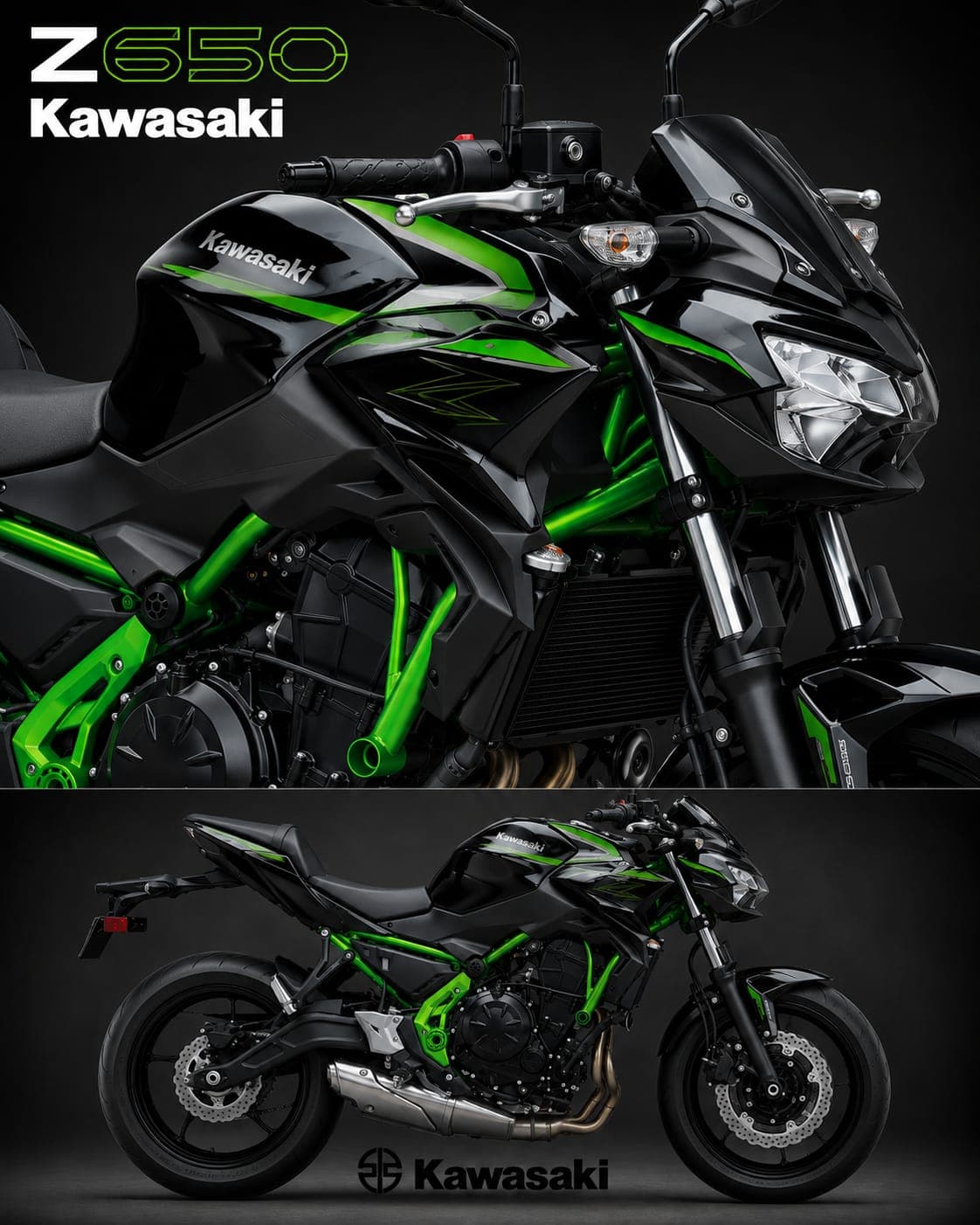 Kawasaki Z650 color Negro